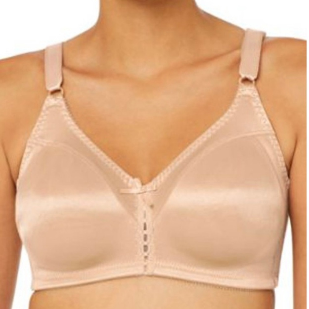 Bali Nude Beige Satin Wireless No Padding Classic Support Bra 38D NWT DF3820